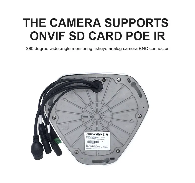 HIKVISION DS-2CD63C5F-IHVS Замена DS-2CD63C2F-IVS водонепроницаемый 12MP рыбий глаз ip-камера Встроенный микрофон динамик H.265 PoE