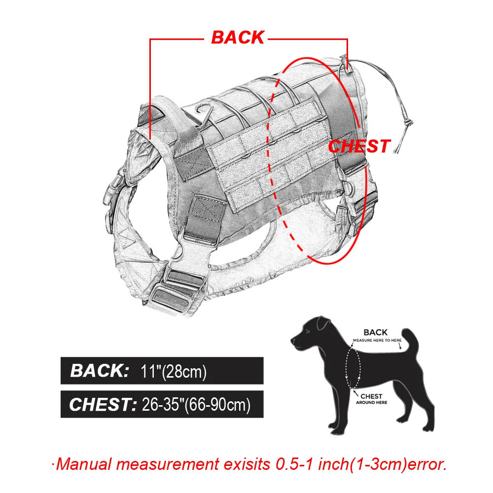 

Military Tactical Dog Harness K9 Working Dog Vest Nylon Bungee Leash German For Shepherd Medium Large Running Training Lead Dogs