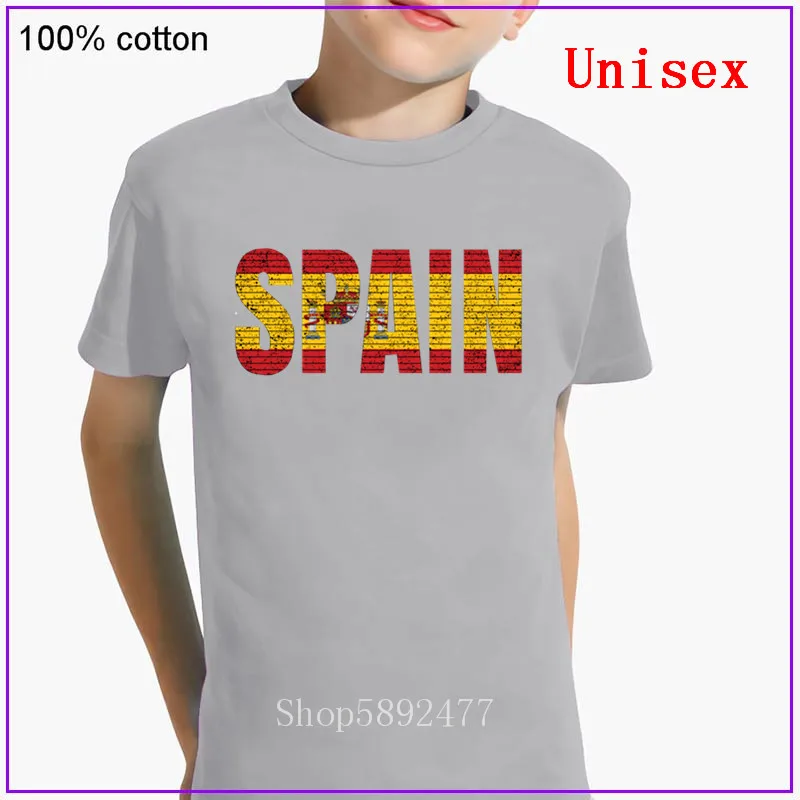 Винтажная футболка в испанском стиле с национальным флагом Хлопковая короткими