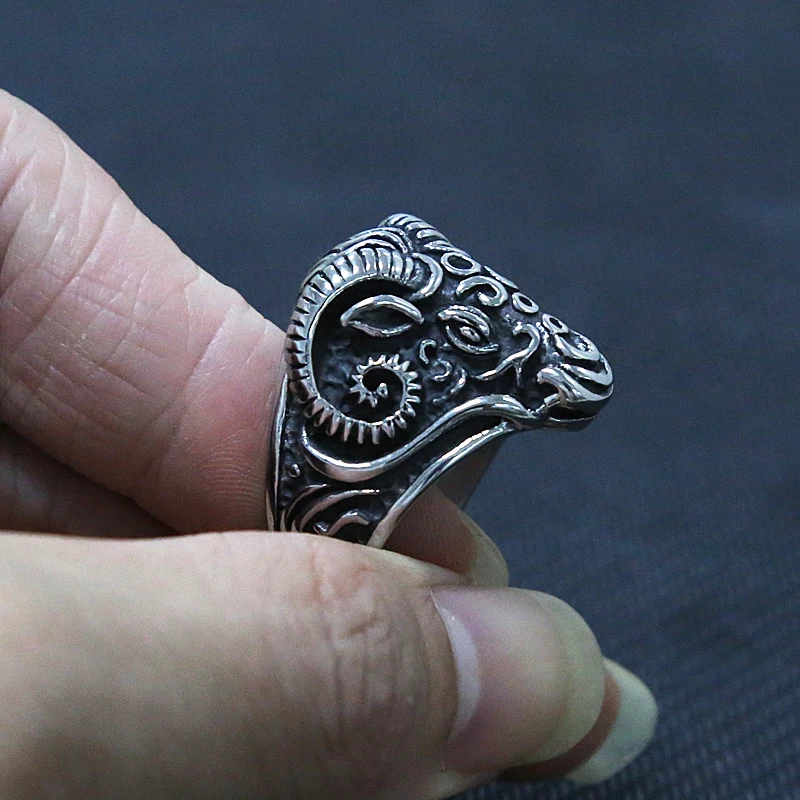 Мужское кольцо из нержавеющей стали с головой овцы и козы винтажное готическое