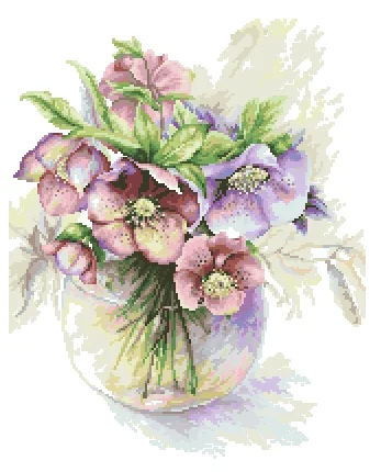 

coricamo 8793 - Lilac vase flower 39-46 Cross Stitch Set DIY Kit Embroidery Needlework Craft Packages Cotton Fabric Floss