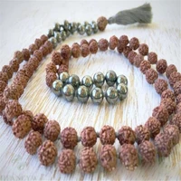 8mm rudraksha hematite gemstone 108 tassel mala necklace bless buddhism healing fengshui unisex energy yoga