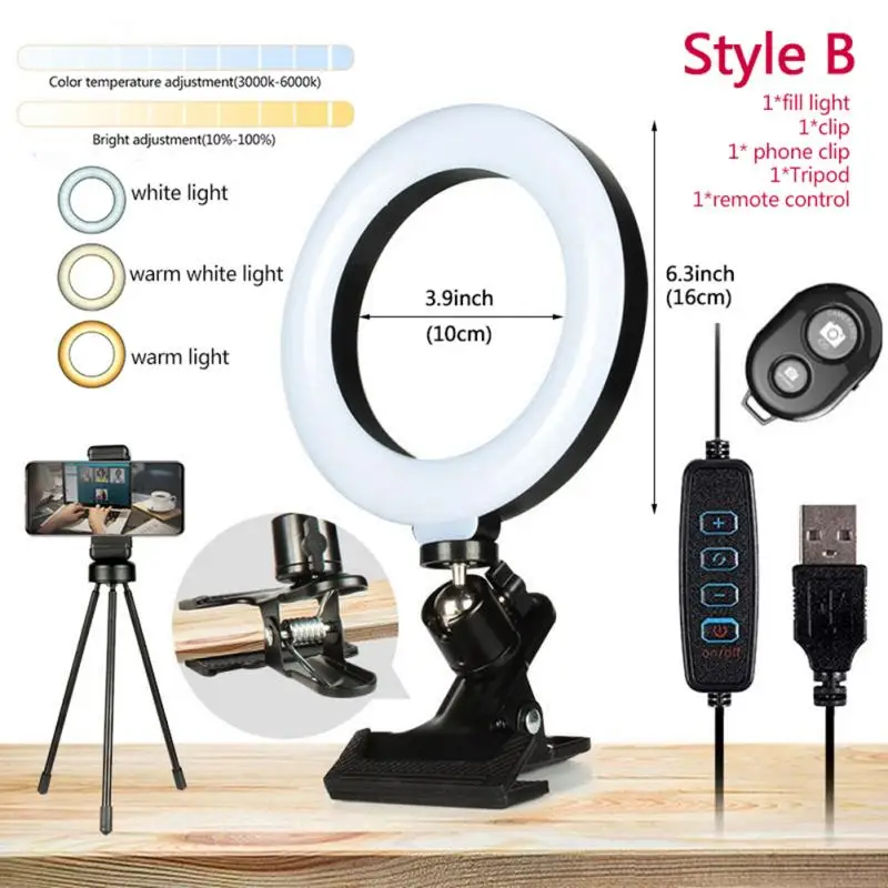 

Dimmable Beauty LED Fill Light Ring Lamp Adjustable Phone Photography Shooting Bracket Stand Boom Arm Photo Studio Kits For Live