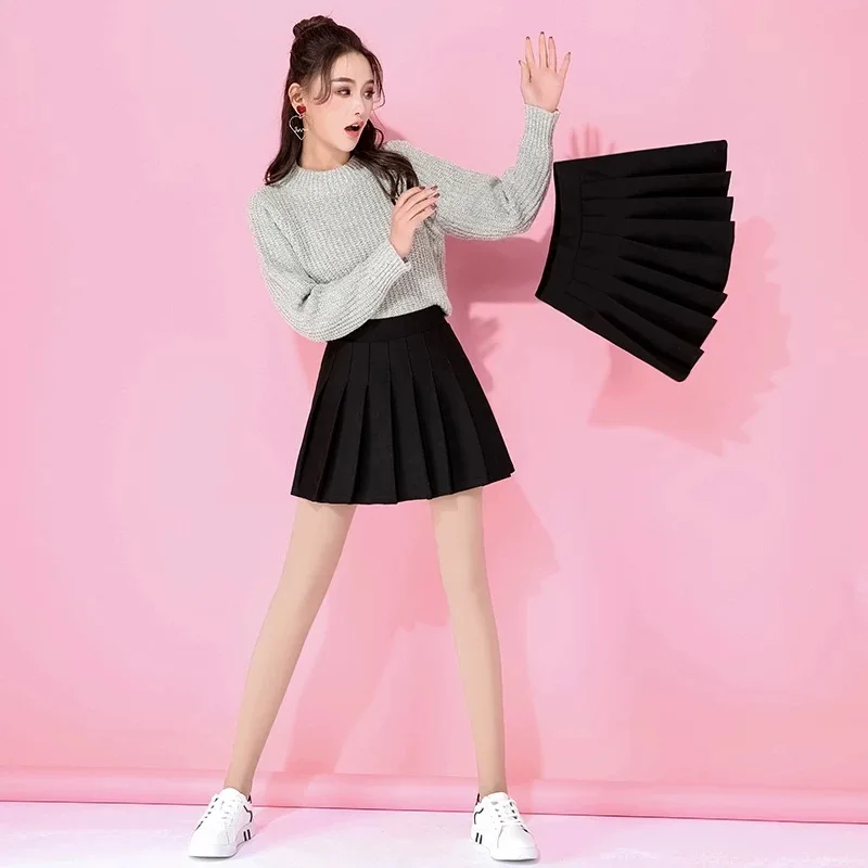 

Women Skirt 2021 High Waist Student Pleated Skirts Cute Sweet Girls Dance Mini Skirt