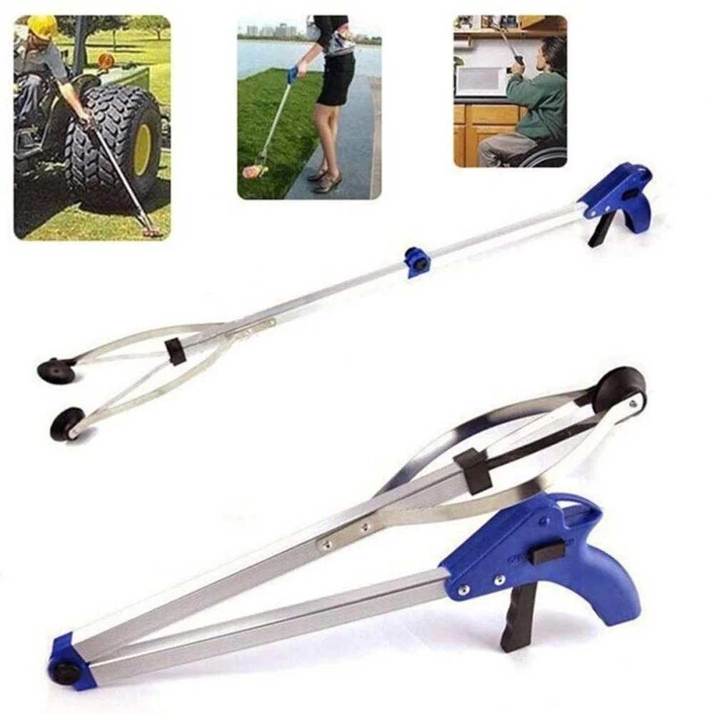 

82cm Foldable Garbage Pick Up Tool Grabber Reacher Stick Reaching Grab Extend Reach Folding Long Trash Clamps Grab Pick Up Tool