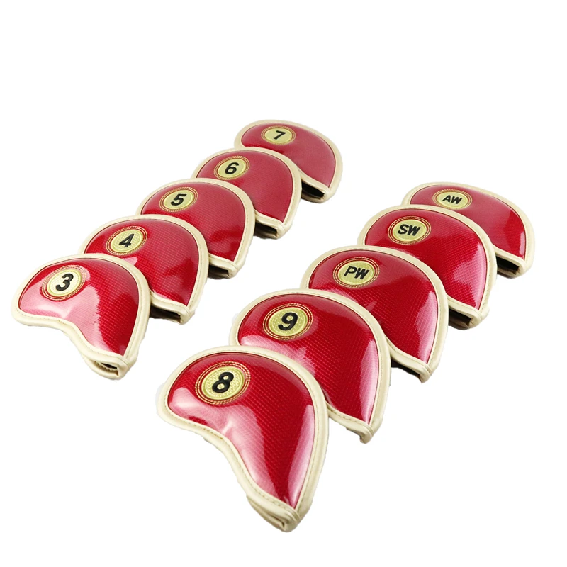 10pcs crystal Red NRC Гольф Железный головной убор изысканный PU толстый из искусственной кожи гольф клуб Железный головной убор аксессуары - Цвет: 10pcs crystal Red