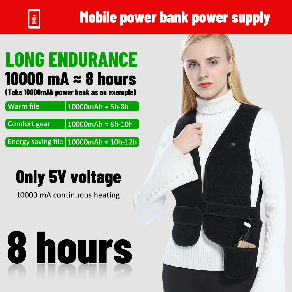 

USB Electric Heating Vest Multifunctional Heating Vest Health Care Suit for Men and Women Warm Vest for Outdoor Camping Hiking
