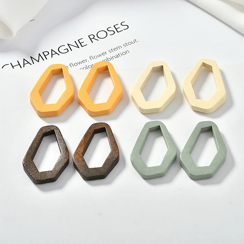 Осень и зима Античные деревянные геометрические серьги особой формы материал diy