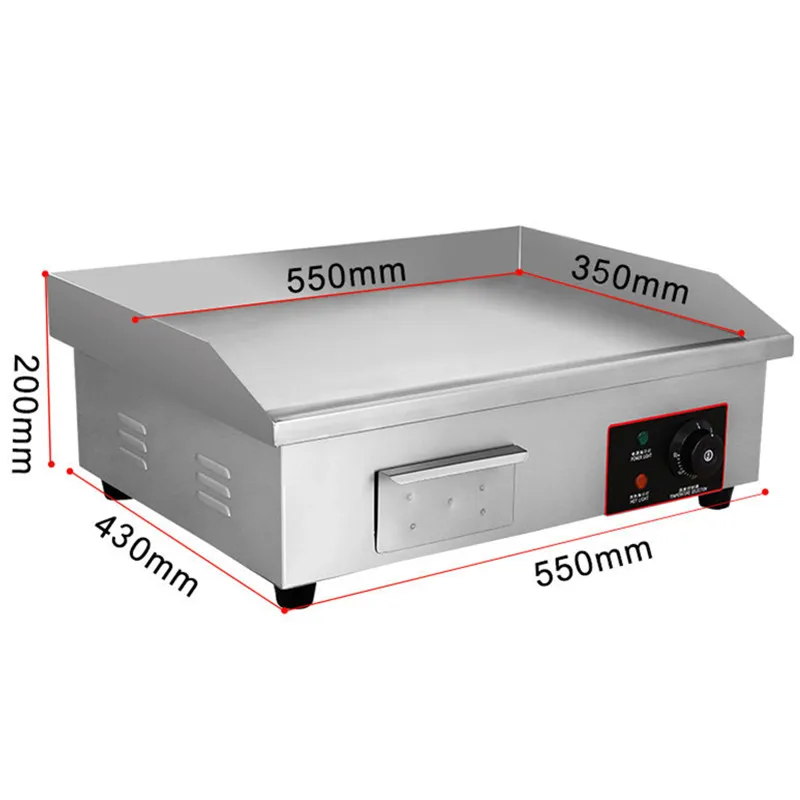 110V/220V Commercial Electric Grill With Temperature Control Convenient To Operate Stainless Steel Griddle Flat Plate |