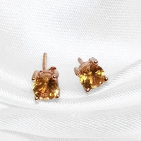 meibapj natural brazil citrine gemstone simple stud earrings real 925 silver ear studs fine charm jewelry for women