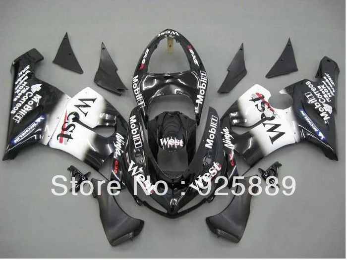 

Black West White Fairings For KAWASAKI ZX6R 05 06 ZX 6R 05-06 ZX-6R 2005 2006 2005-2006 ABS Fairing Kit