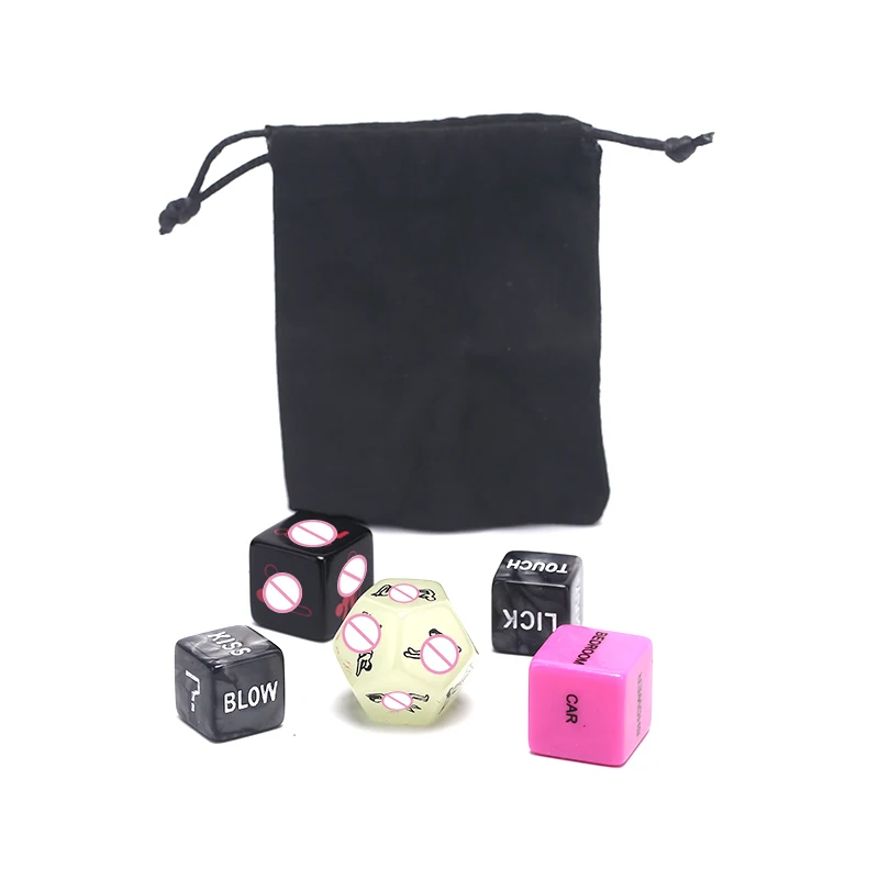

5PCS Sex DiceErotic Craps Sex Glow Dice Love Dices Toys For Adults Sex Toys Noctilucent Couples Dice Game Set With Bag