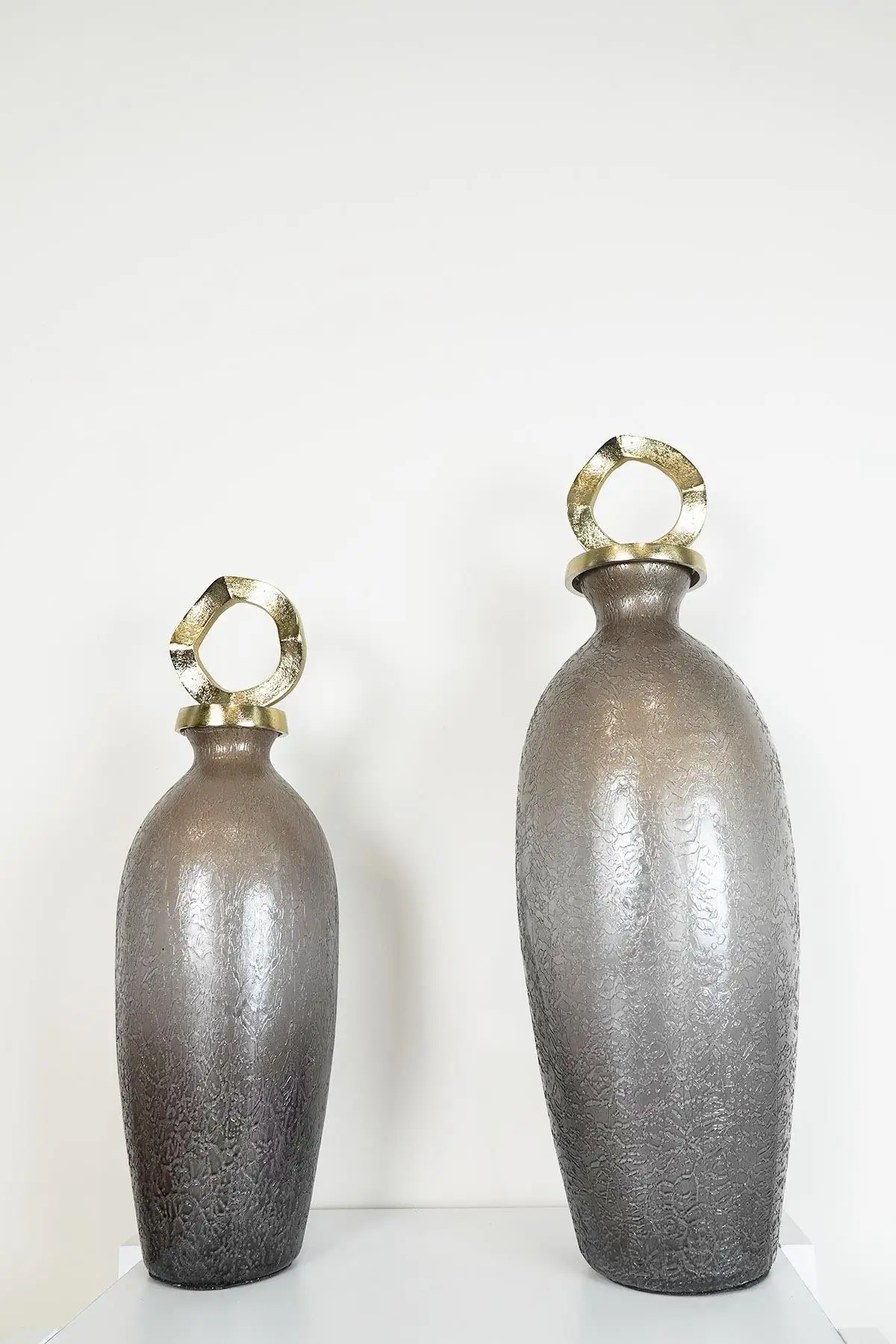 

Glazze Decorative Ring Glass Bottle Smoked 2 Piece Set