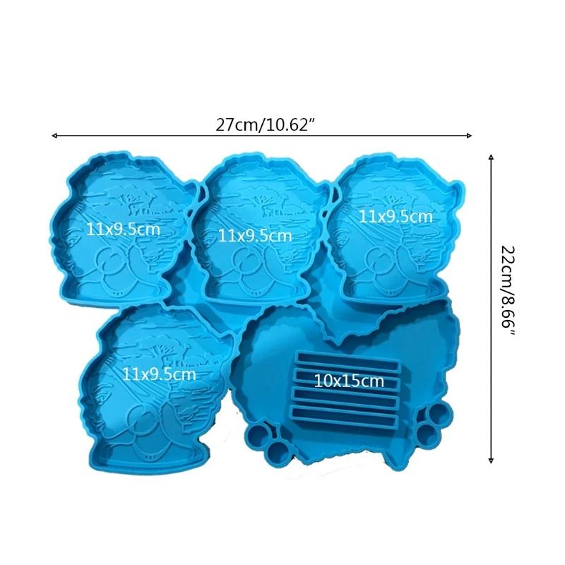 

Afro Female Rolling Tray Epoxy Resin Mold African Goddess Fruit Plate Silicone Mould DIY Crafts Jewelry Casting Tool