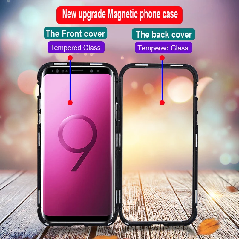 360 магнитный двойной чехол из закаленного стекла для samsung Galaxy S10 S9 Plus s10plus S8 Магнитный флип-чехол для samsung Note 10 Pro 9