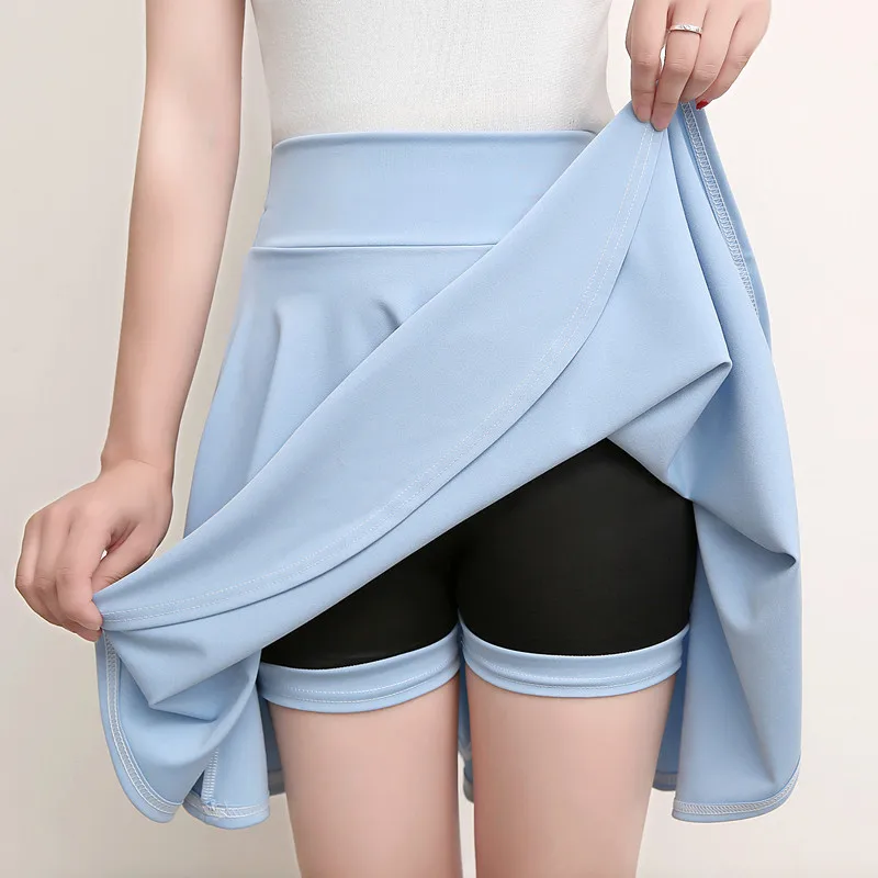 

MKMDFME Summer Women Pleated Skirt Harajuku High Waist Skirts Womens Casual Dancing Korean Student Short Skirt Red Black Blue