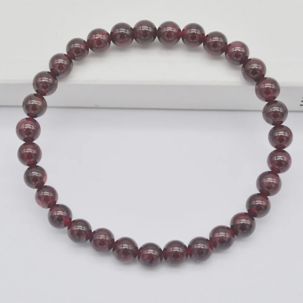 Garnet 6 мм Лабрадорит/Зеленый Малахит/кристалл/Песчаник/Лапис/Сердолик/Howlite/тигровый глаз браслет стрейч-бижутерия в подарок 1 шт - Окраска металла: Garnet