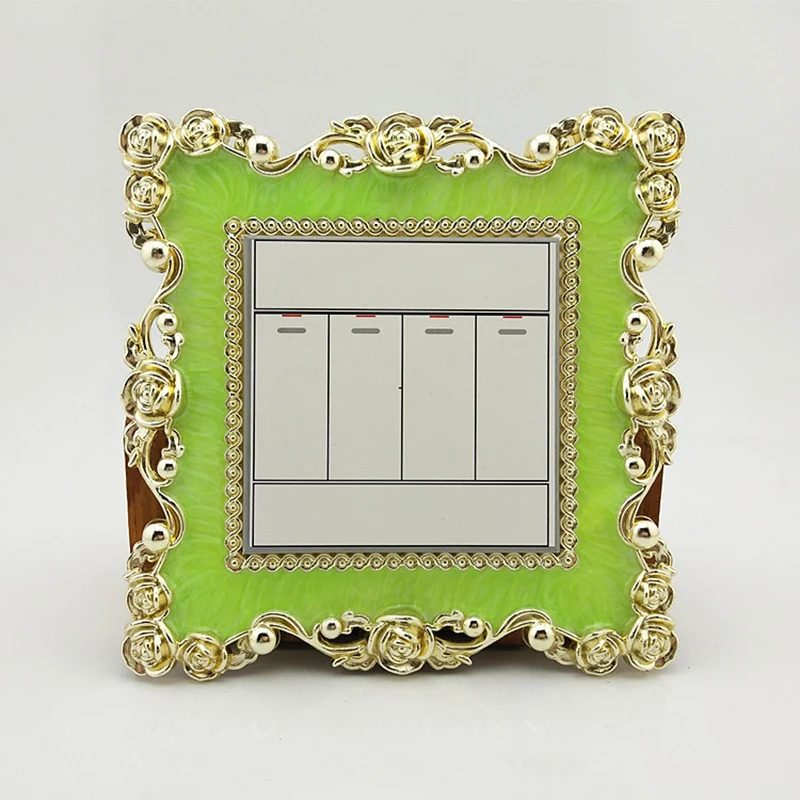 

Double/Single Light Switch Cover Plate Rose Lace Switch Sticker Wall DIY Decoration Golden Living Room Decorative Wall Stickers