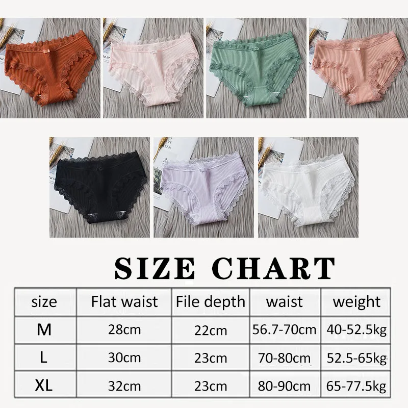 

Middle-Waisted Female Lingerie Big Size Breathable Ladies Briefs Underpants Lace Comfortable Sexy Cotton Women Panties