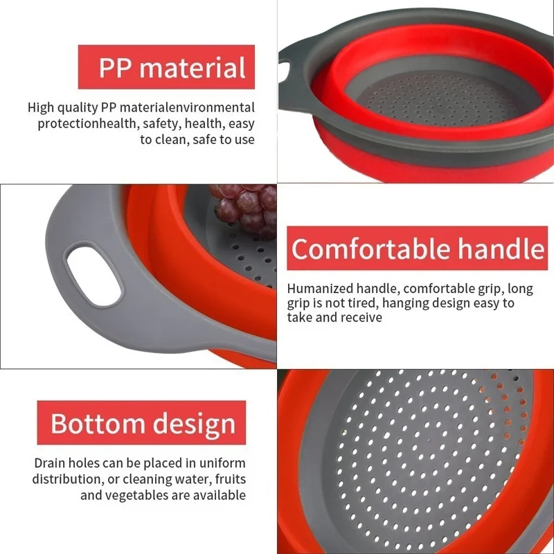 Кухонные принадлежности инструменты Силиконовый складной кухонный дуршлаг для