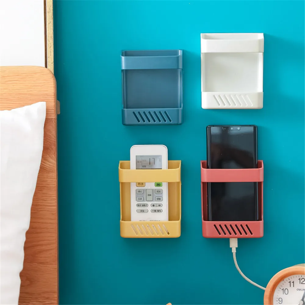

Wall Mounted Organizer Storage Box Remote Control Air Conditioner Storage Case Phone Plug Holder Stand Container Home Decoration