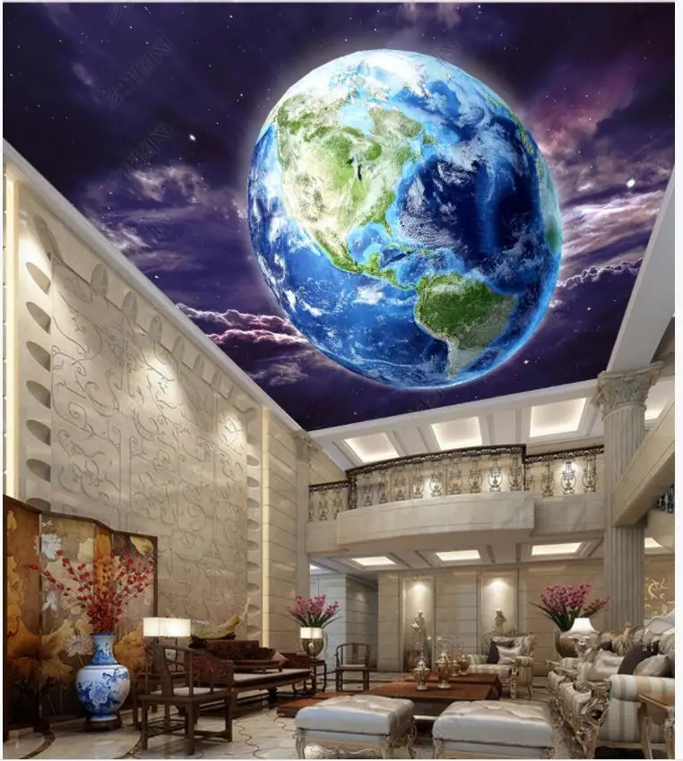 Custom photo wallpaper for walls 3 d ceiling mural wallpapers Sky cosmic earth ceiling zenith mural wall papers home decor