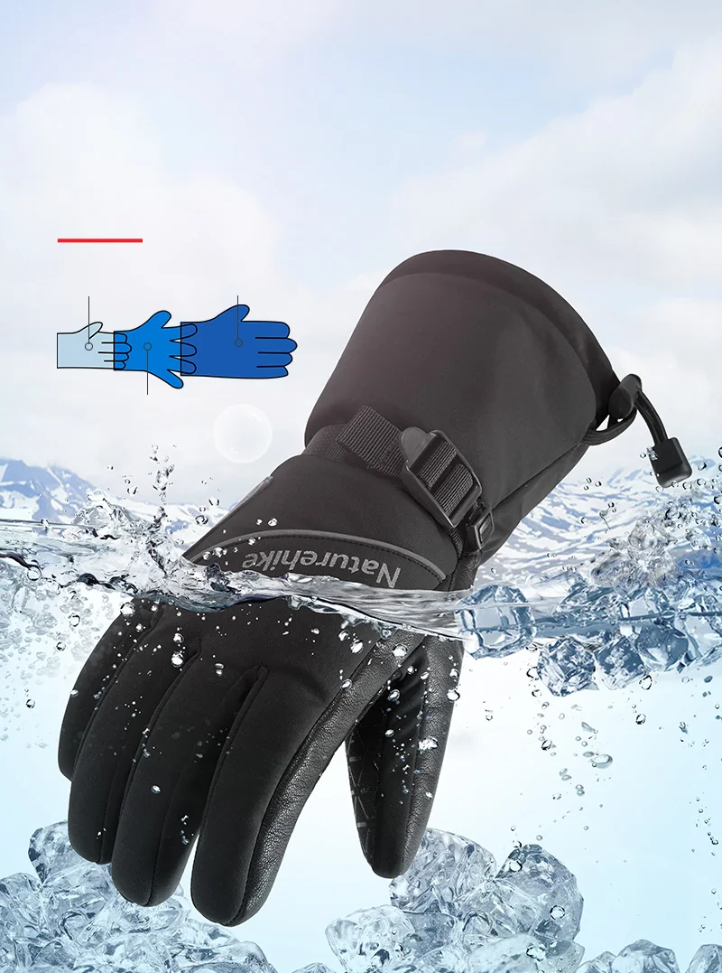 Naturehike Для женщин Для мужчин теплые Водонепроницаемый зимние 3M Thinsulate Подкладка для сноуборда перчатки на холодную погоду, Winterproof козлиная кожа зимние лыжные перчатки