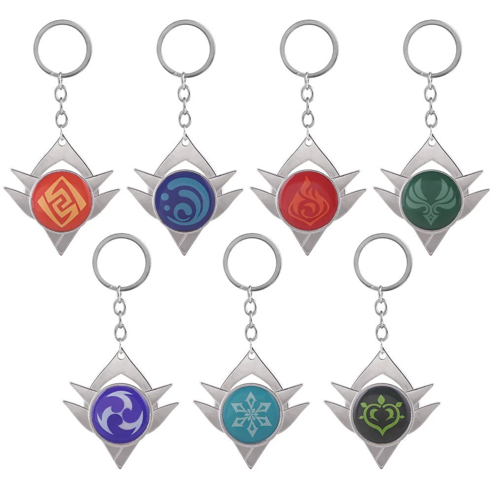 

Game Genshin Impact Keychain Eye of God 7 Element Pyro Cryo Anemo Hydro Geo Electro Dendro Pendant Keychain Jewelry Fans Gift