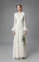 round neck c%d0%b2%d0%b0%d0%b4%d0%b5%d0%b1%d0%bd%d0%be%d0%b5 n%d0%bb%d0%b0%d1%82%d1%8c%d0%b5 long horn sleeve button lace a line elegant wedding dresses for women