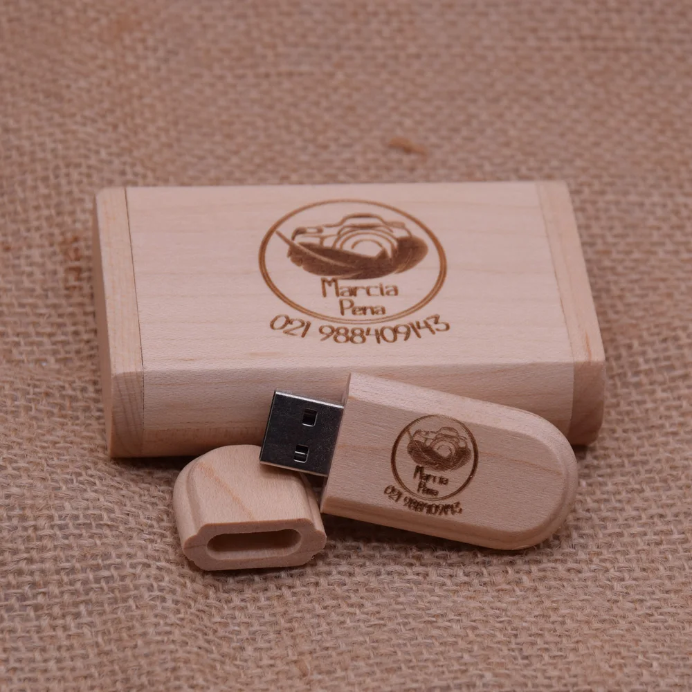 Флэш накопитель в деревянном корпусе с логотипом на заказ USB флеш карта памяти