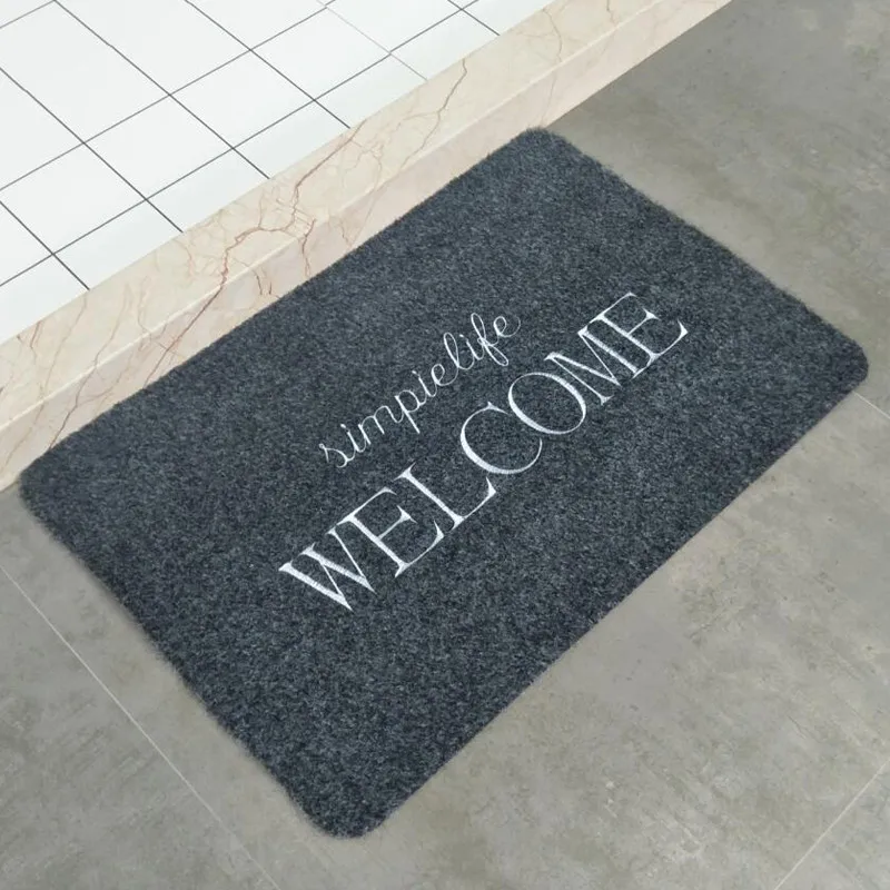 

Black Entrance Doormat TPR Rubber Bathroom Kitchen Area Rugs Non-Slip Welcome Mat Mud-removing Sand-stripping Plant Floor Carpet