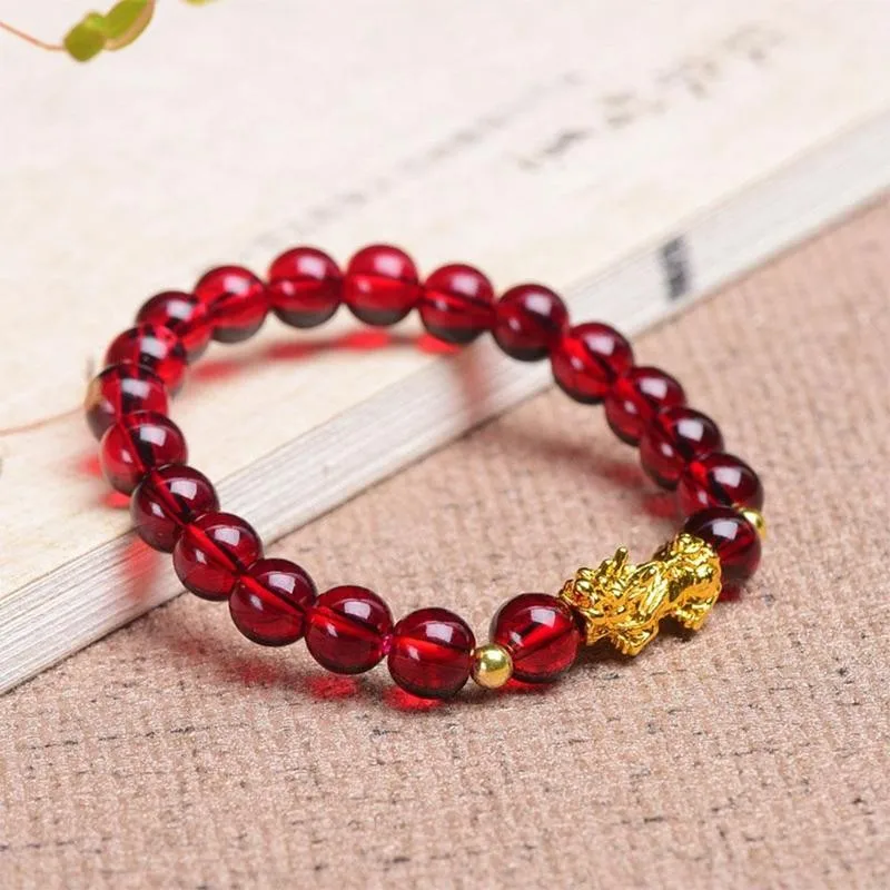 

8mm Bracelet Bracelet Imitation 3d Hard Gold Beads Bracelet Garnet Jewelry Charm Bracelet Garnet Bracelet