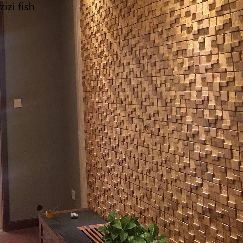 Мозаичная плитка из массива дерева фоновая декорация для телевизора обои