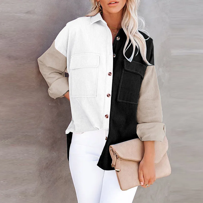 

Patchwork Women Button Batwing Sleeve Jacket Casual Streetwear Loose Print Outerwear Tops Harajuku Femme Turn Down Collar Coats