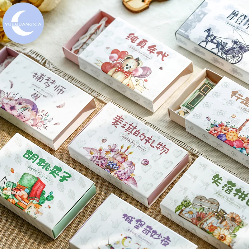 

YUEGUANGXIA 40pcs/box 24 Designs Writable Label Series Drawer Box Stationery Stickers DIY Paper Stickers For Deco Scrapbooking