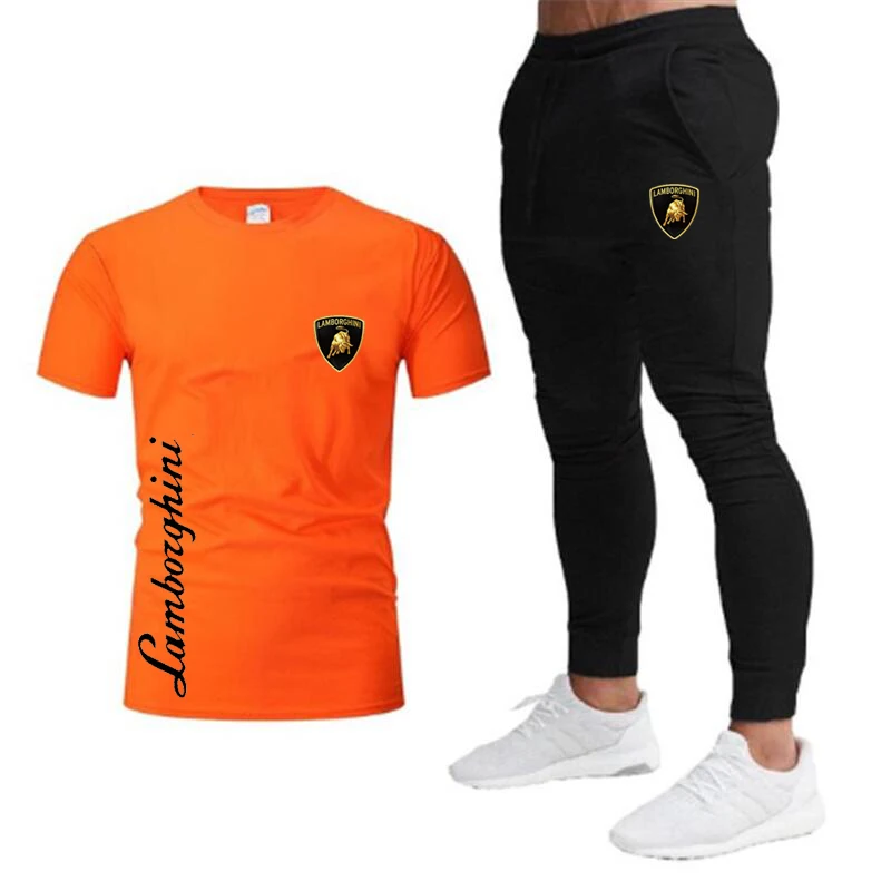 

Men's men's sets Sports Casual Top + Pants 2-piece Set Summer Round Neck Men's suit t-shirt S-2XL tracksuit men T-shirt