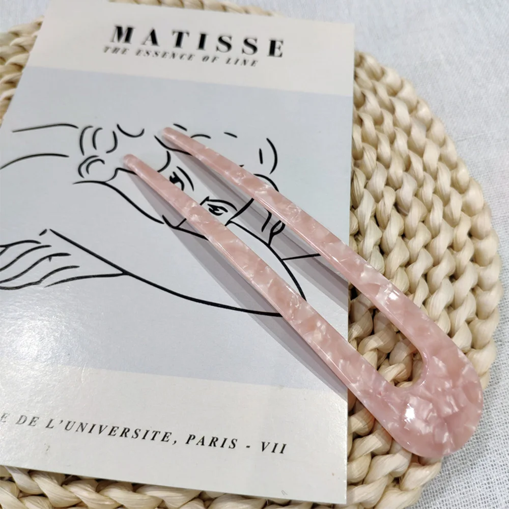 Ацетатная шпилька для волос U образная Женская шариковая головка с мраморным