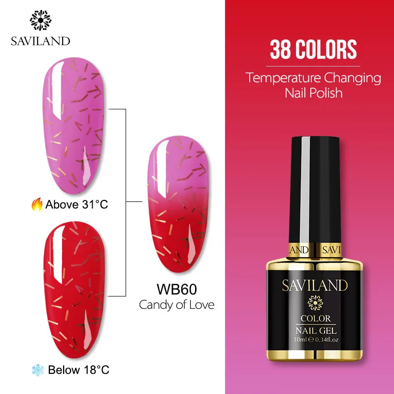 10ml WB60 Saviland 15 мл Хамелеон цвета УФ Гель-лак для ногтей изменение температуры Цвет гель лак термо Полупостоянный Лаки лак для ногтей - Цвет: 10ml WB60