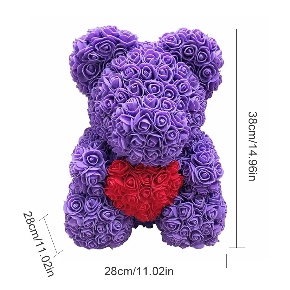 Популярный 40 см розовый Мишка Тедди сердце ПЭ мыло Пена искусственный цветок