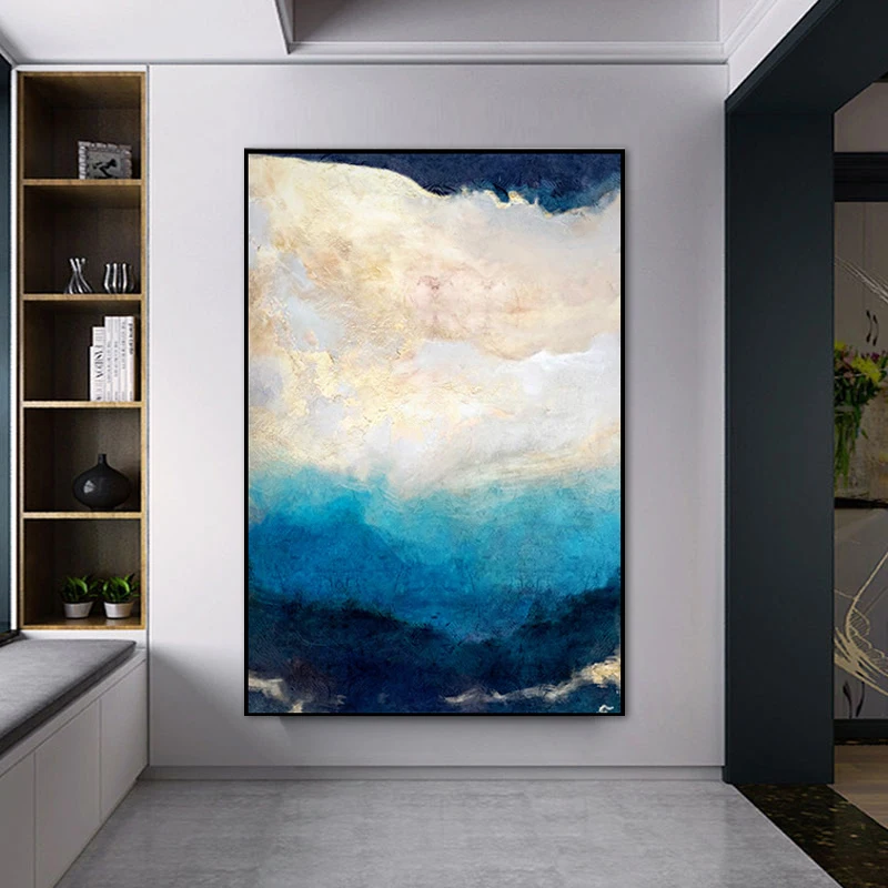 

Abstract Modern Dreamy Color Block Canvas Painting Fashion Golden Poster And Prints Living Room Bedroom Home Wall Art Decoration