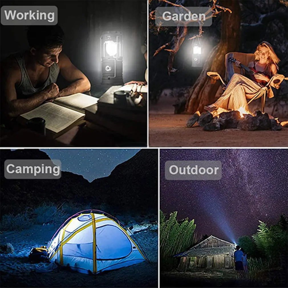 

LED Camping Lights Outdoor Tent Camping Lantern Collapsible Solar Flashlights Lamp With Mini Fan Line Rechargeable