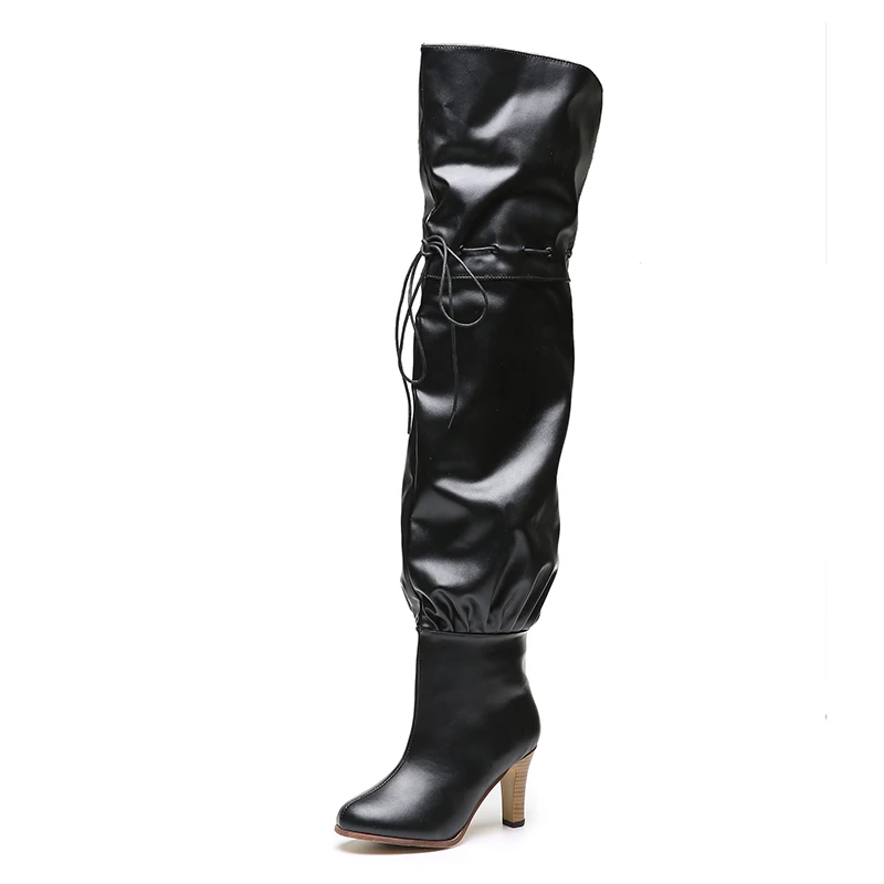

Thigh High Boots PU Leather Winter Keep Warm Shoe Woman Over The Knee Boots Autumn New Style Fashion Western High Heels Longboot