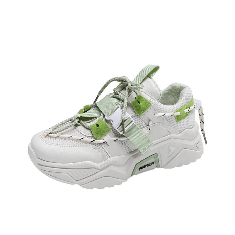 

Women Fashion Sports Shoes Clunky Sneaker with Heel Walking and Running Shoes for Women Lace-Up Spring