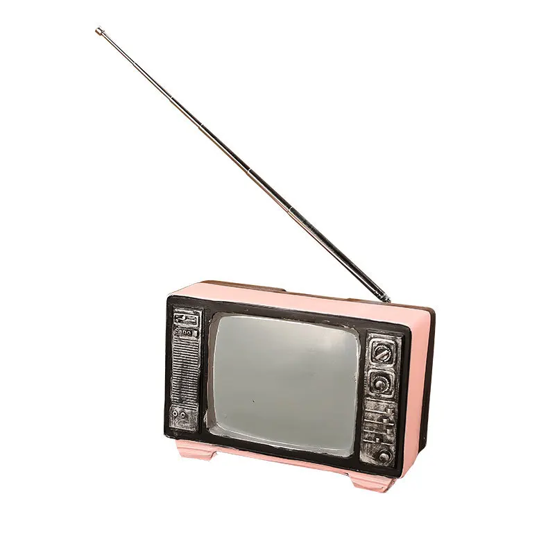 

European tape recorder resin model ornaments old black and white retro TV model creative window ornaments