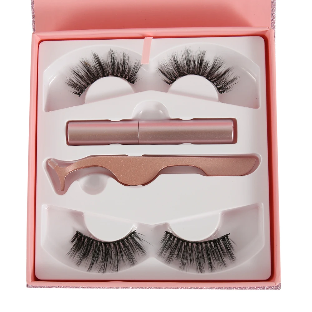 Faux Cils magnestique Naturel Магнитная жидкая подводка для глаз и магнитные накладные ресницы и Пинцет Набор магнитной подводки для глаз Накладные ресницы
