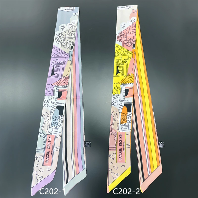 

Cartoon bird house print women's scarf long narrow beach shawl tied bag scarf fashion ladies headband MR66