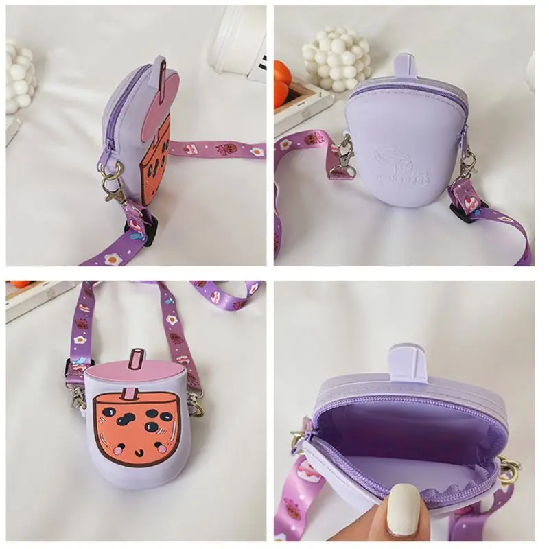 

Cartoon Silicone Crossbody Lovely Cute Phone Pouch Shoulder Bag Tote Purse Zipper Satchel For Girl