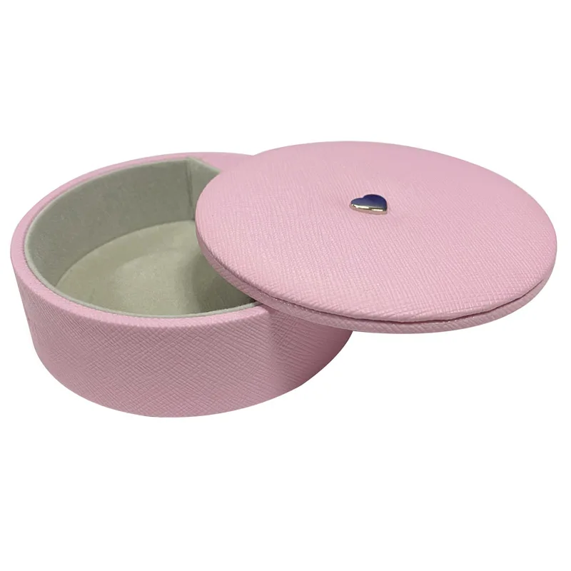 

10*10*4 cm Packaging Pink Leather Round Box Bracelet Jewelry Display Gift Box For Women Europe Diy Velvet Bracelet Box Storage