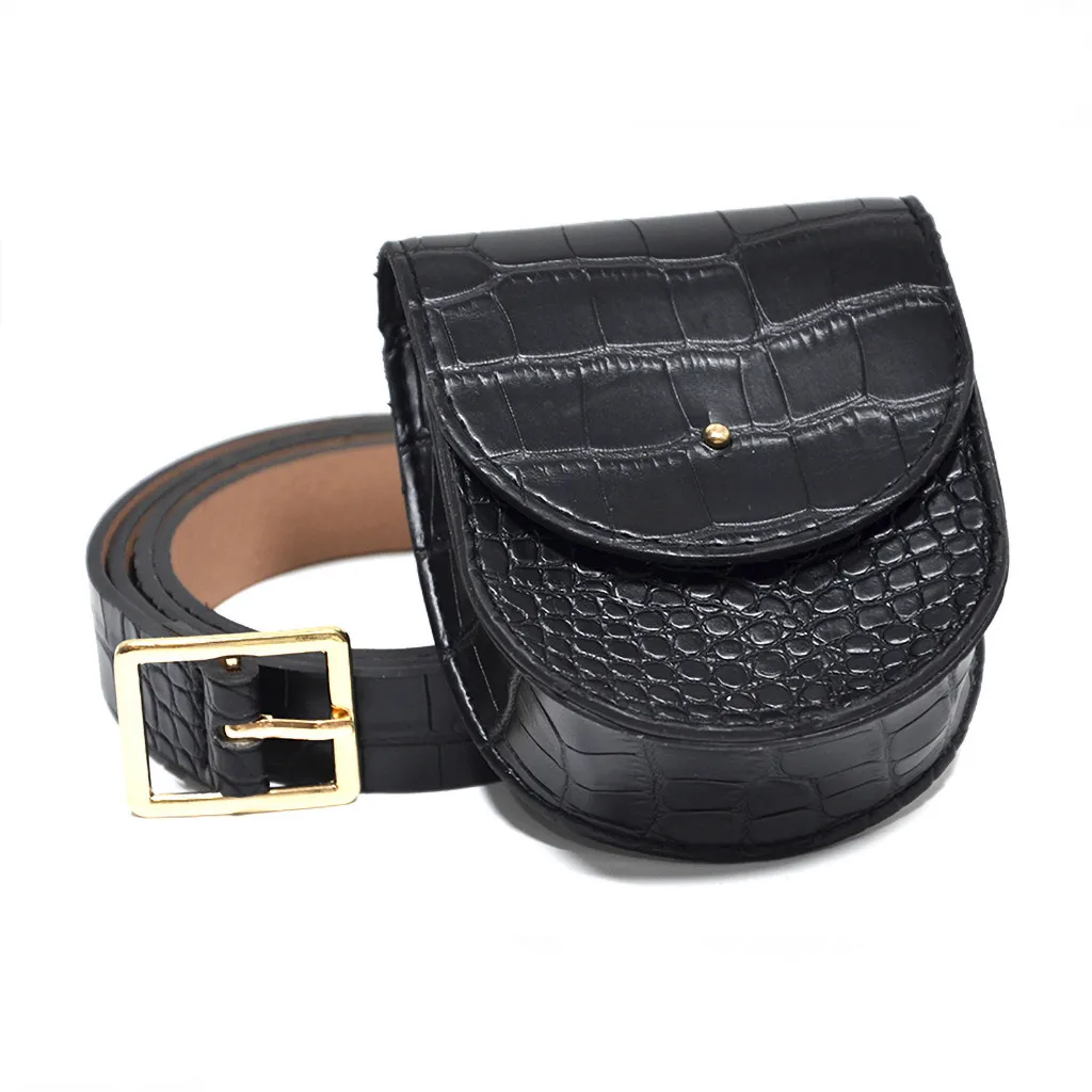 Женская поясная сумка змеиная Фанни водонепроницаемый рюкзак черный кожаный