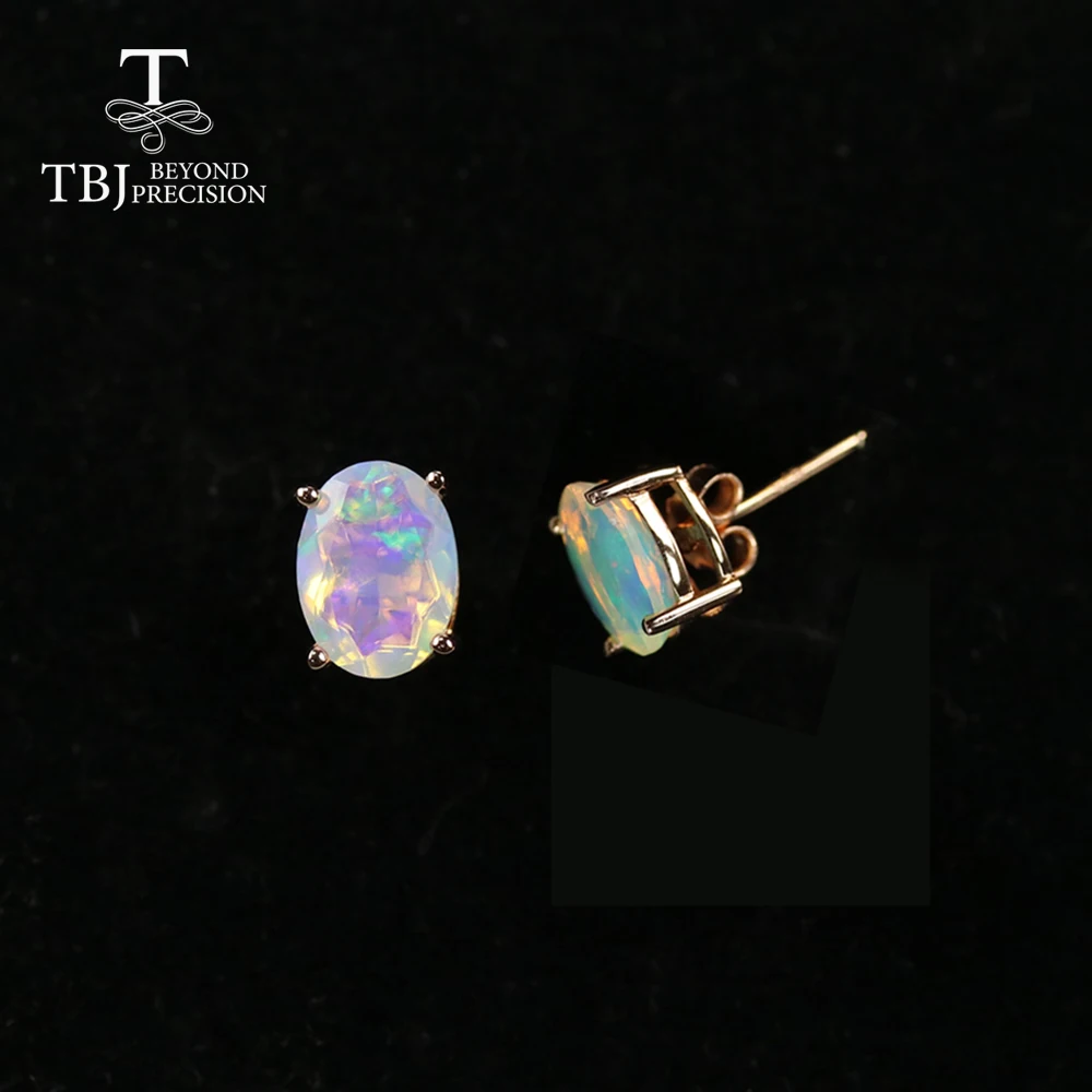 Серьги с натуральным опалом 1 7ct овальный камень 6*8 мм простой дизайн сережки